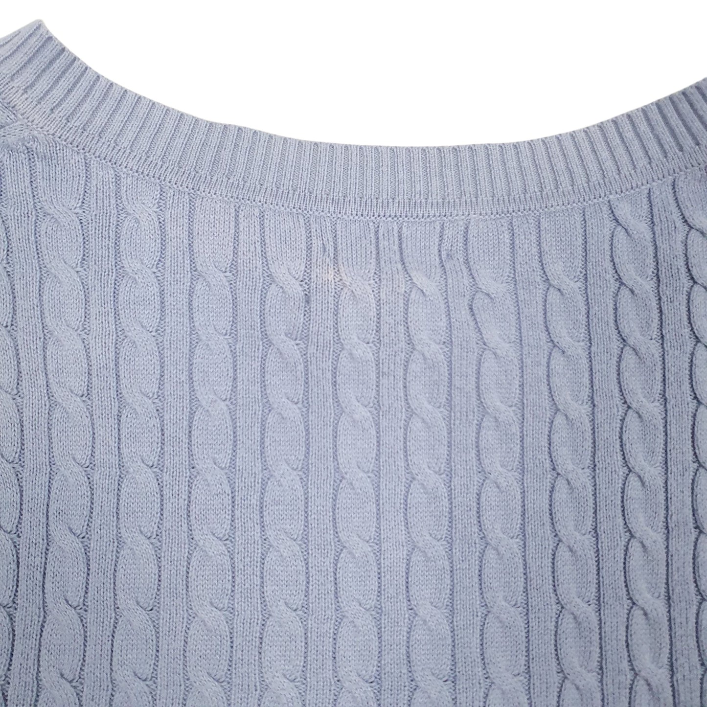 Womens Blue Tommy Hilfiger Cable Knit Knitwear V Neck Jumper