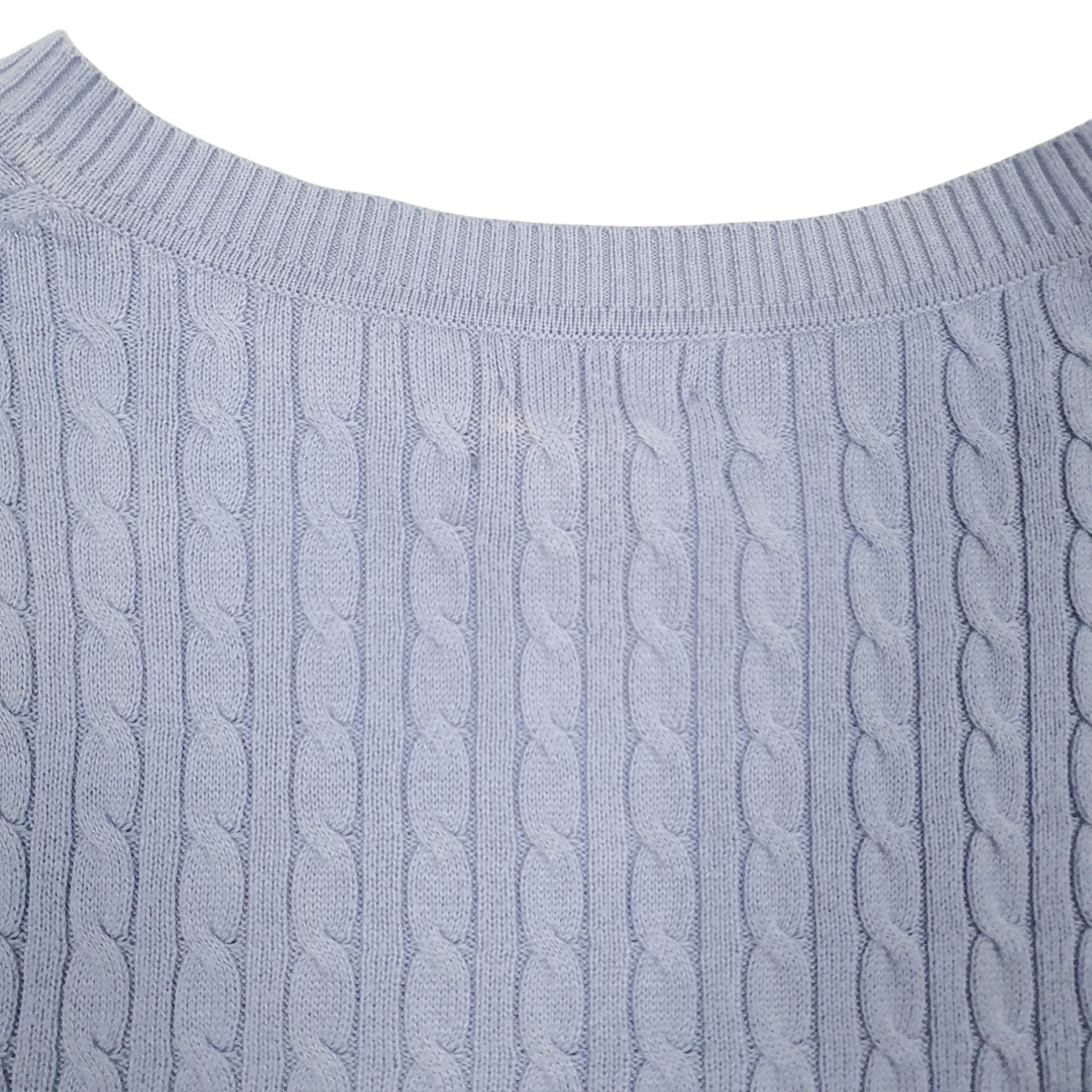 Womens Blue Tommy Hilfiger Cable Knit Knitwear V Neck Jumper