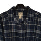 Mens Navy L.L.Bean Thick Flannel Plaid Chamois  Shirt