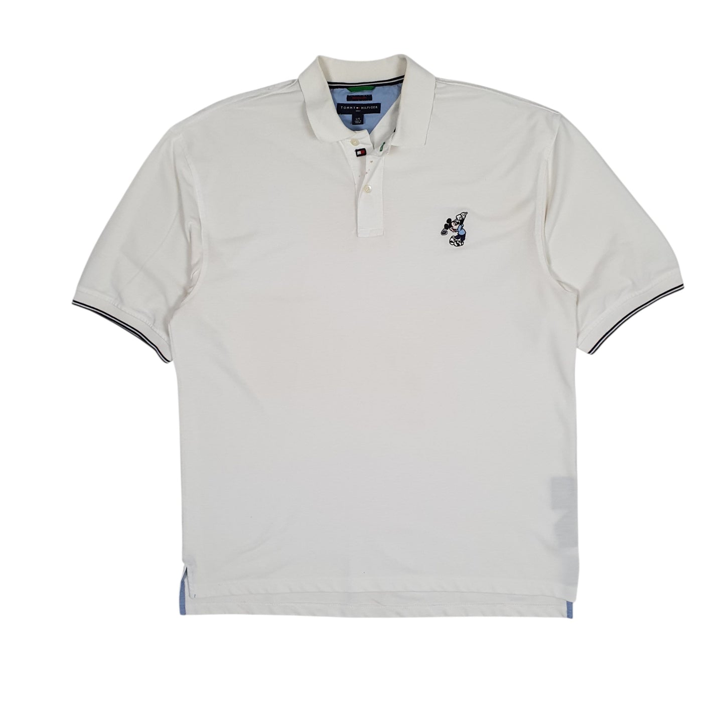Mens White Tommy Hilfiger Disney Mickey Mouse Golf Short Sleeve Polo Shirt
