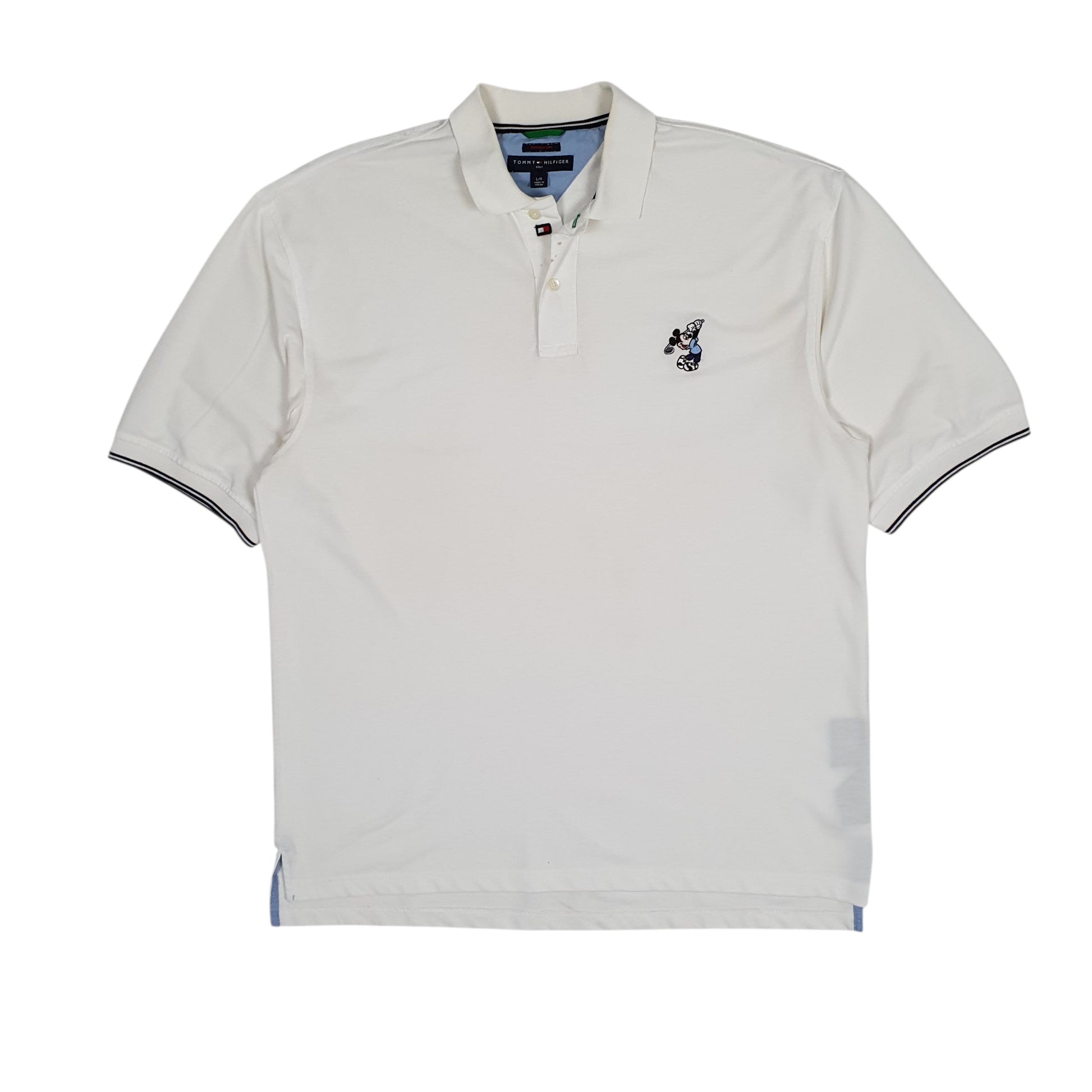 Mens White Tommy Hilfiger Disney Mickey Mouse Golf Short Sleeve Polo Shirt