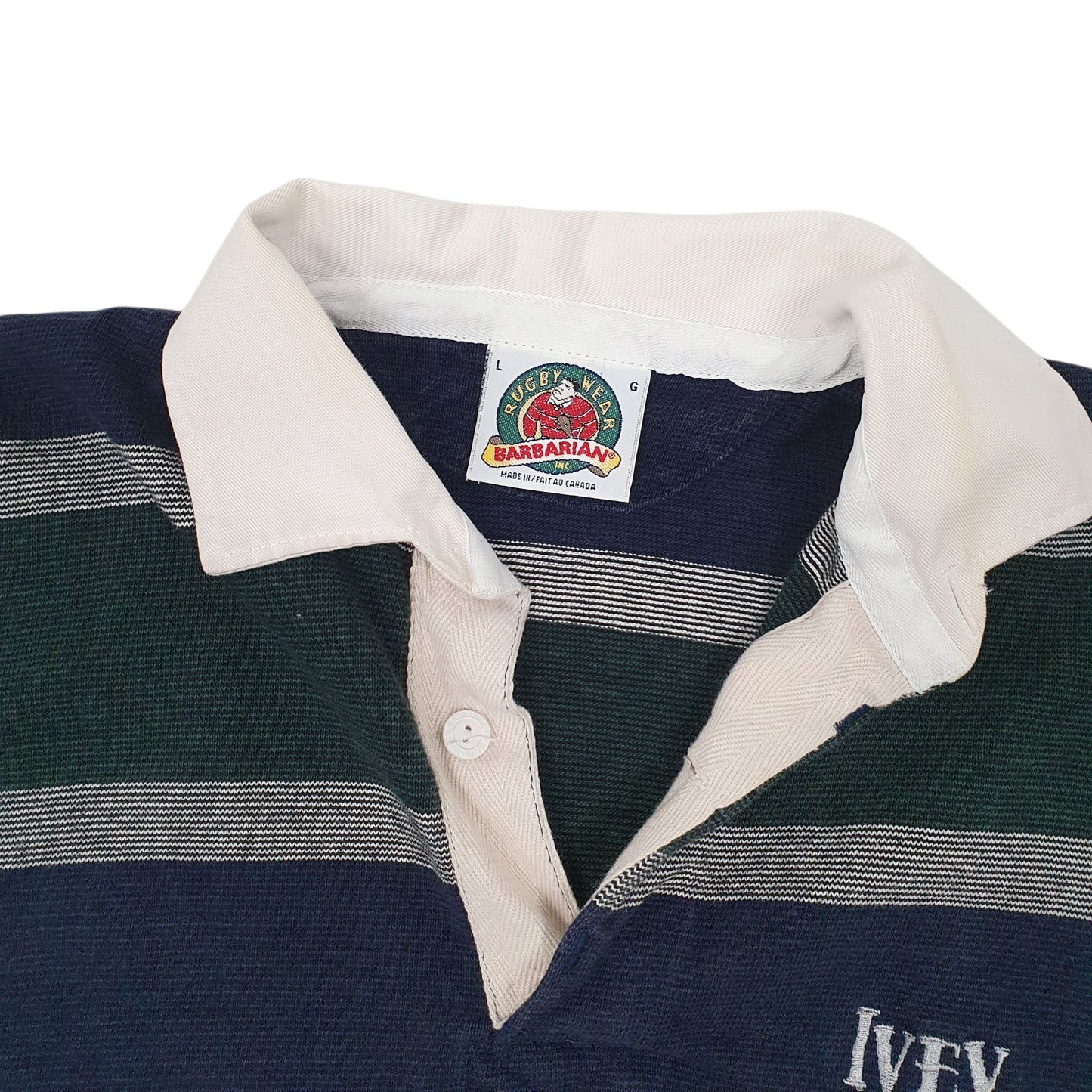 Mens Green Barbarian Rugby Full Zip Polo Shirt