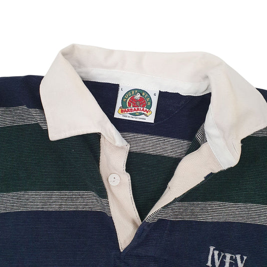 Mens Green Barbarian Rugby Full Zip Polo Shirt