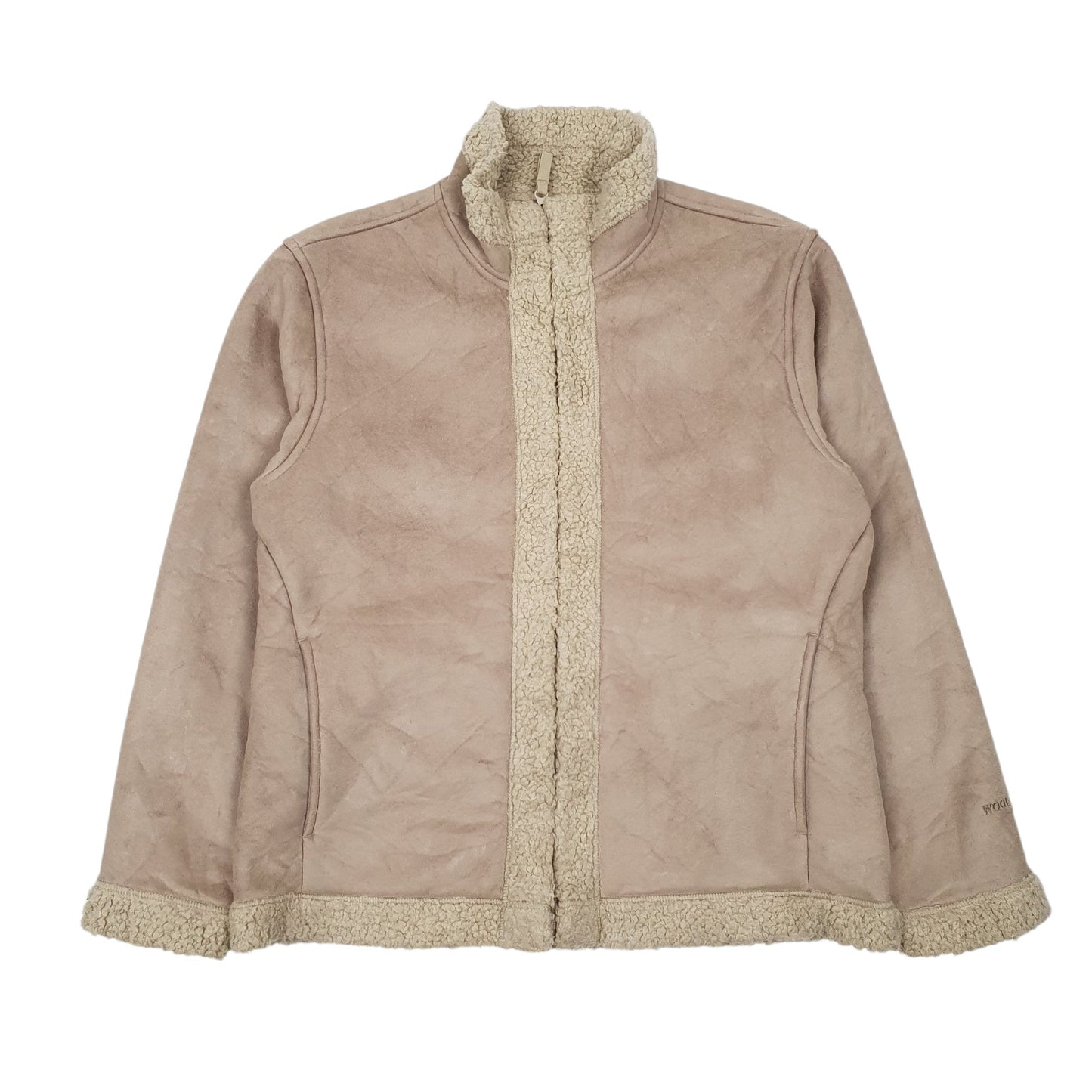 Mens Beige Woolrich Faux Shearling Fleece Lined  Coat