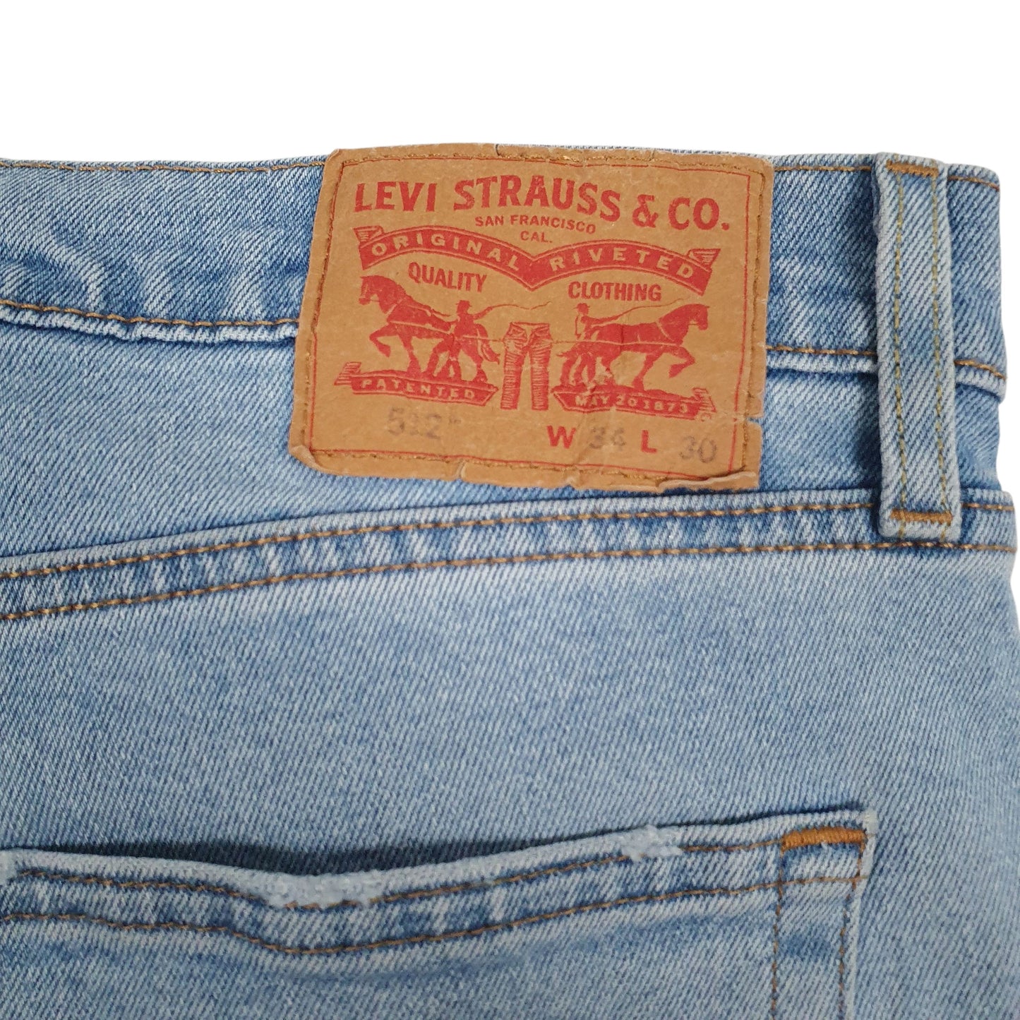 Mens Blue Levis Distressed Crewneck Jeans