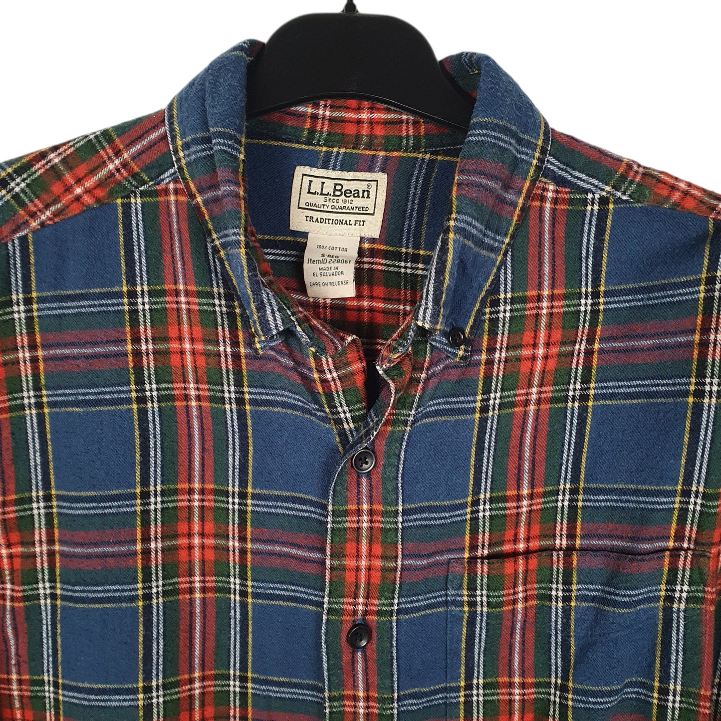 Mens Blue L.L.Bean Thick Flannel Plaid  Shirt