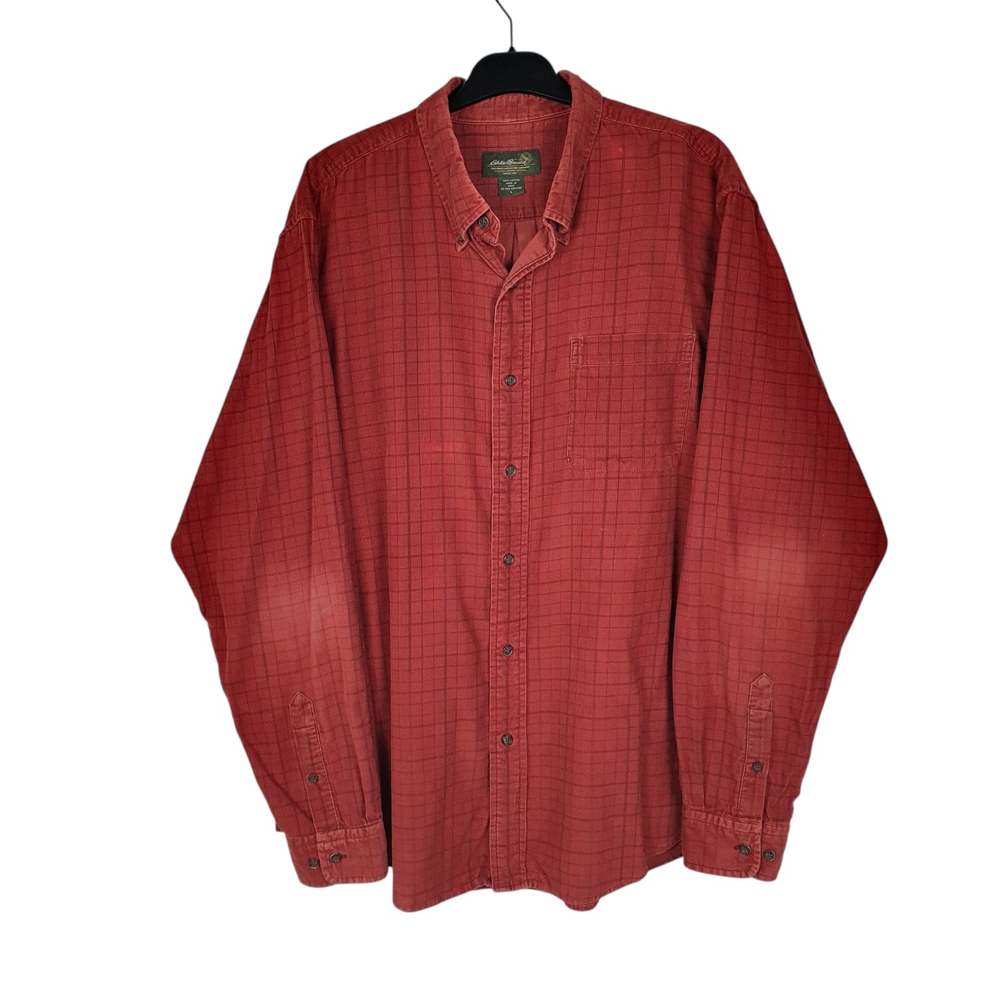 Mens Red Eddie Bauer Corduroy Long Sleeve Shirt