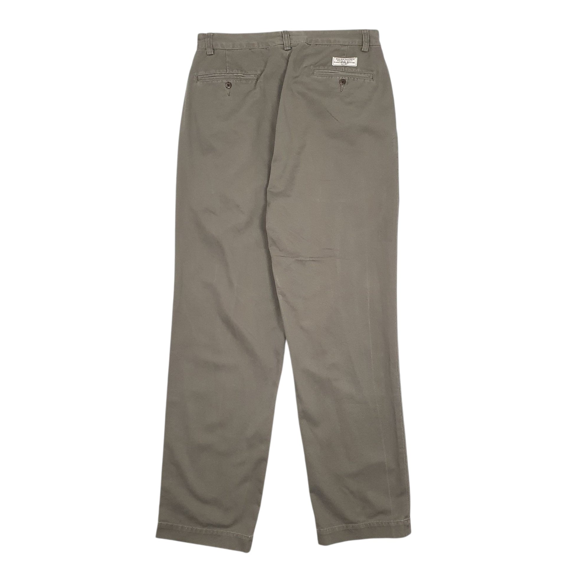 Mens Grey Polo Ralph Lauren Andrew Pant Pleated 90s  Trousers