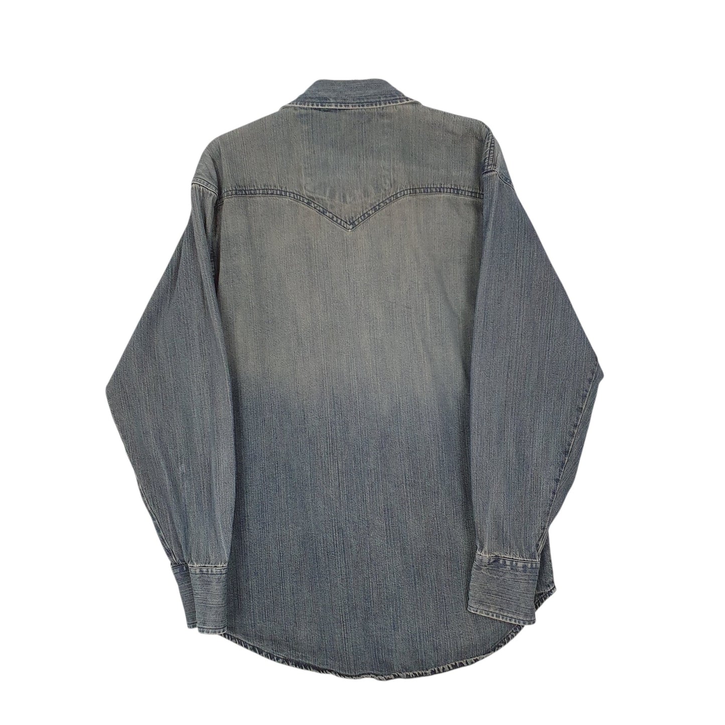 Mens Navy Wrangler Denim Snap Rodeo  Shirt