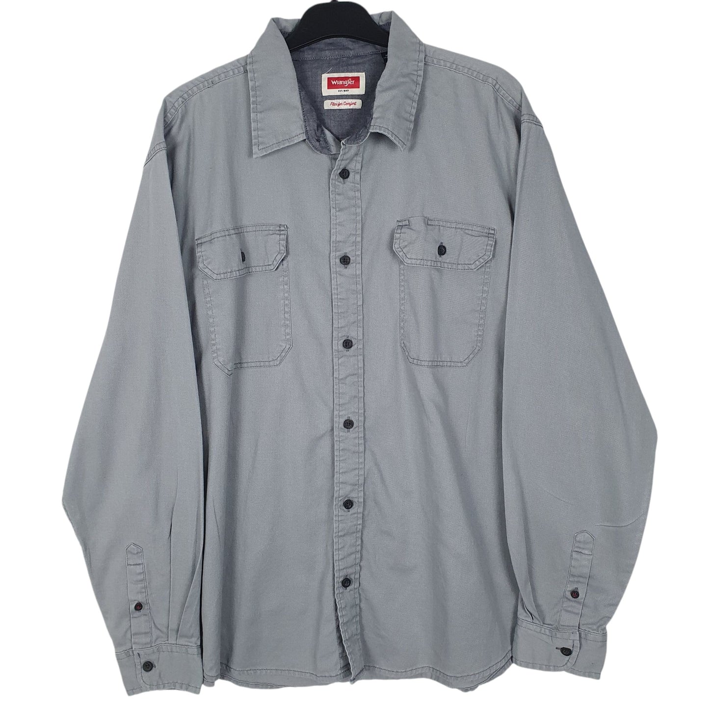 Mens Grey Wrangler  Long Sleeve Shirt