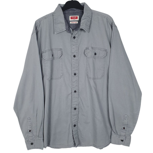 Mens Grey Wrangler  Long Sleeve Shirt