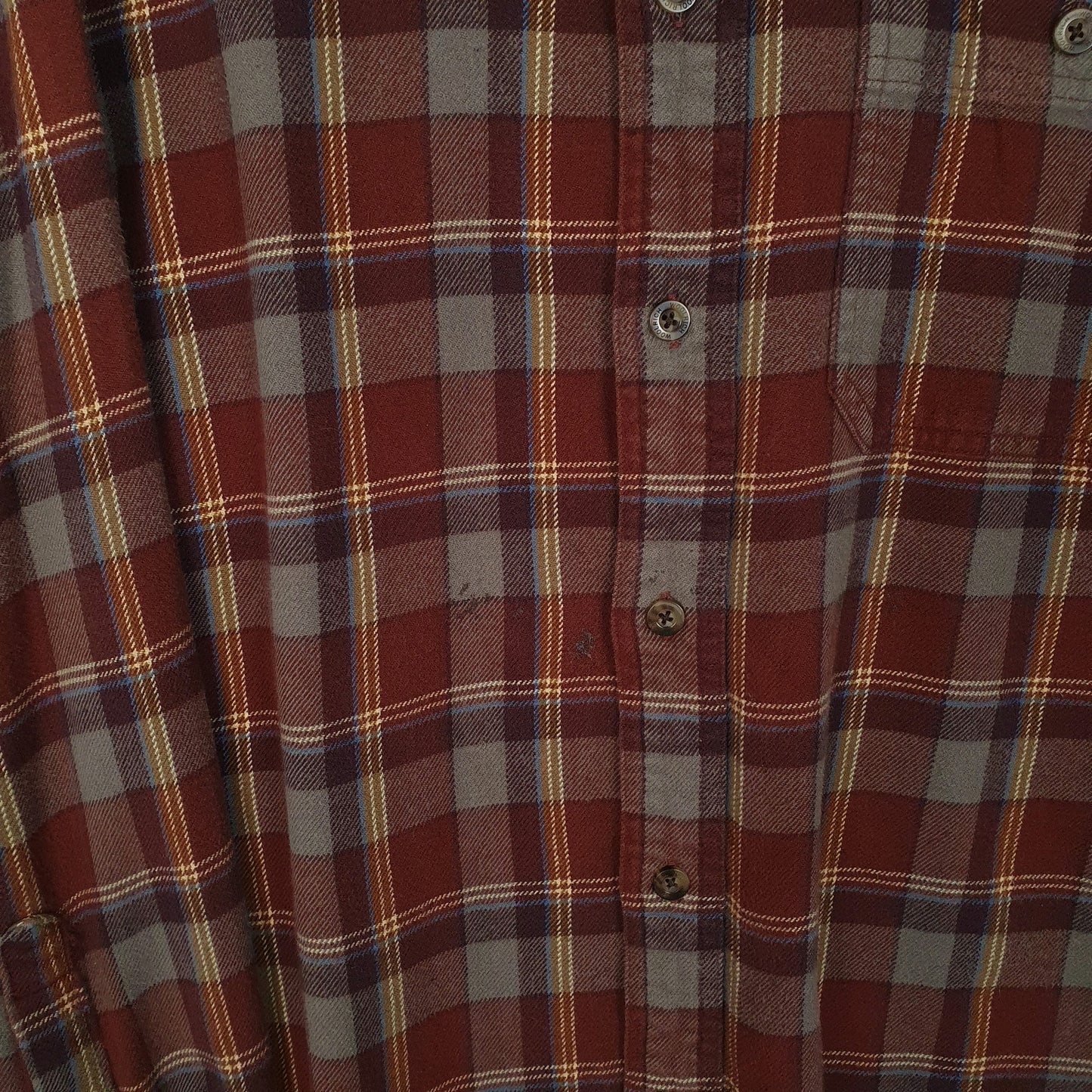 Mens Burgundy Woolrich Thick Flannel Plaid  Shirt