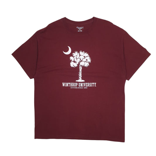 Mens Burgundy Champion Winthrop University Short Sleeve T Shirt