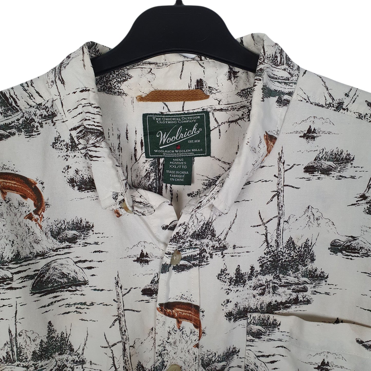 Mens White Woolrich Wildlife  Shirt