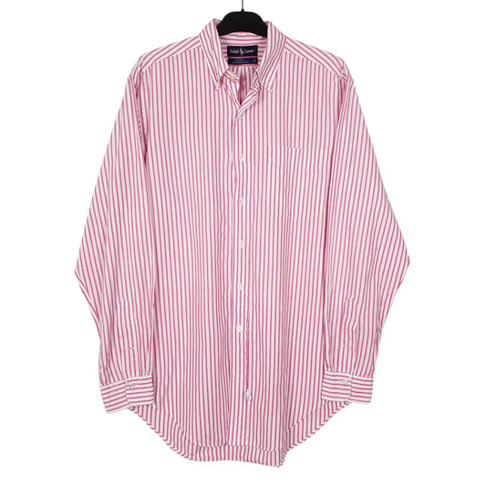 Mens Pink Ralph Lauren Vintage 90s Made In USA Long Sleeve Shirt