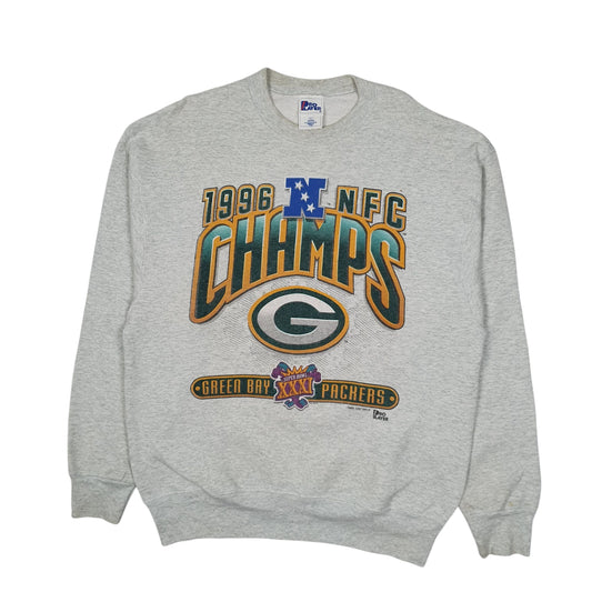Mens Grey Pro Player Vintage 90s Superbowl Champions 1996 Green Bay Packers Crewneck Jumper