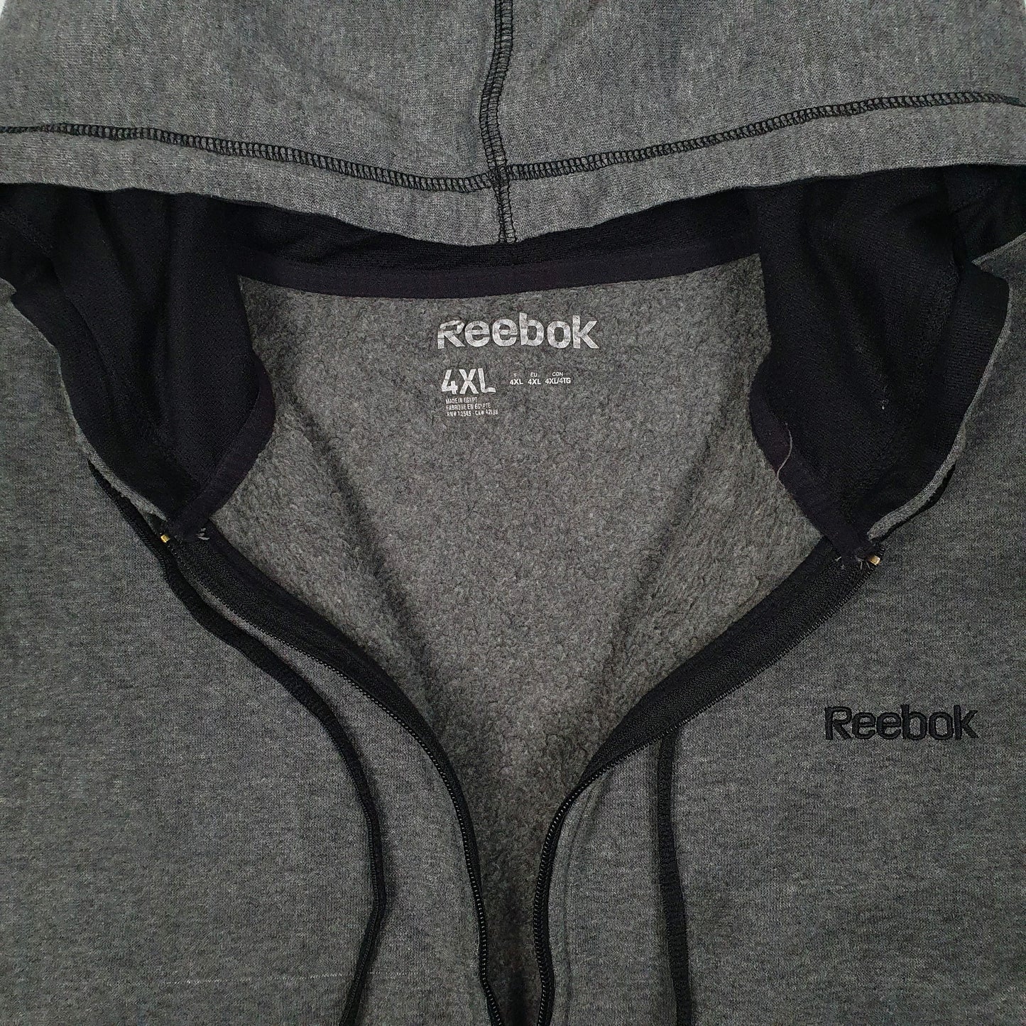 Mens Grey Reebok Hoodie Full Zip Jumper