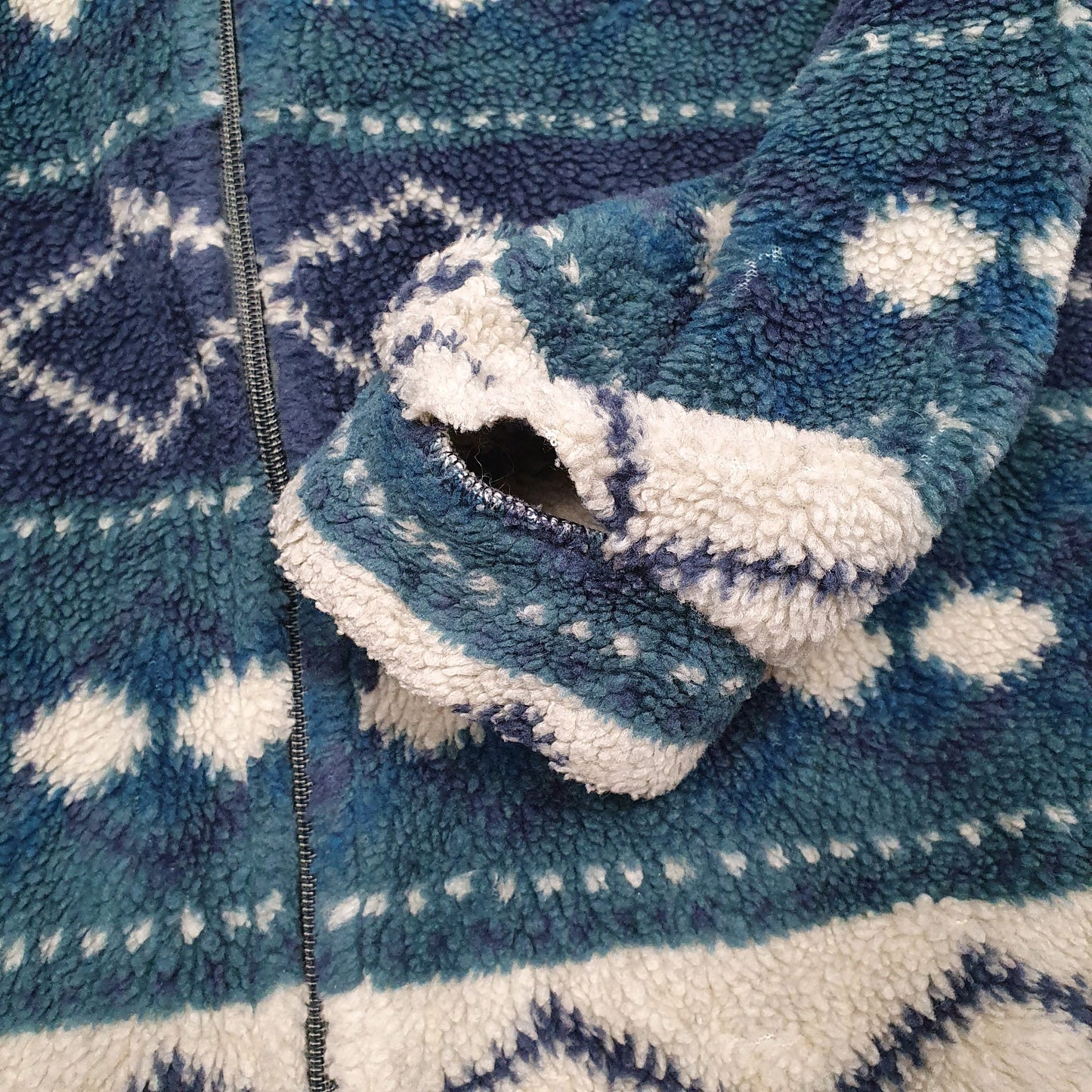 Mens Blue Sunset Vintage 00s Funky Full Zip Jumper