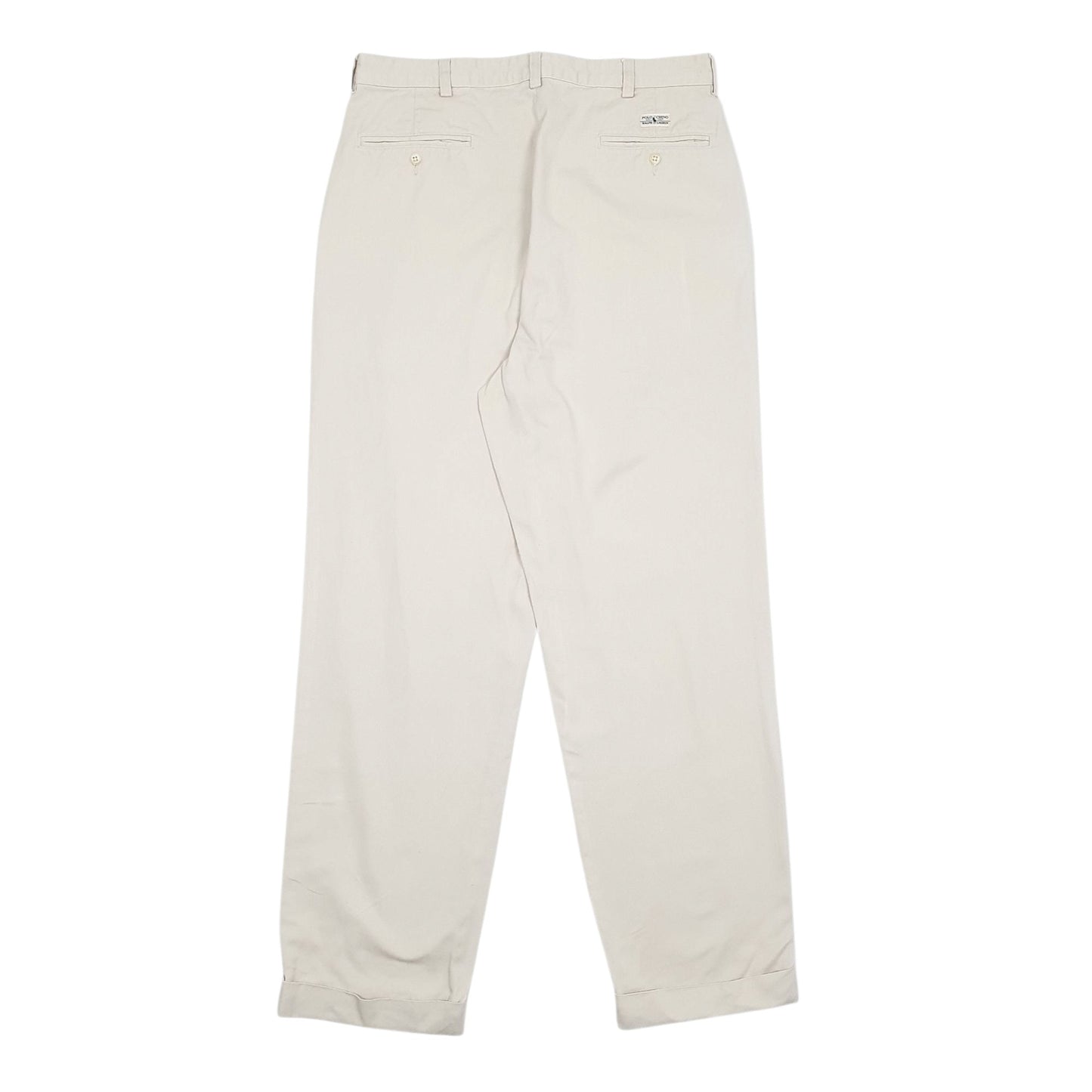 Mens Cream Polo Ralph Lauren Hammond Pant Pleated 90s  Trousers