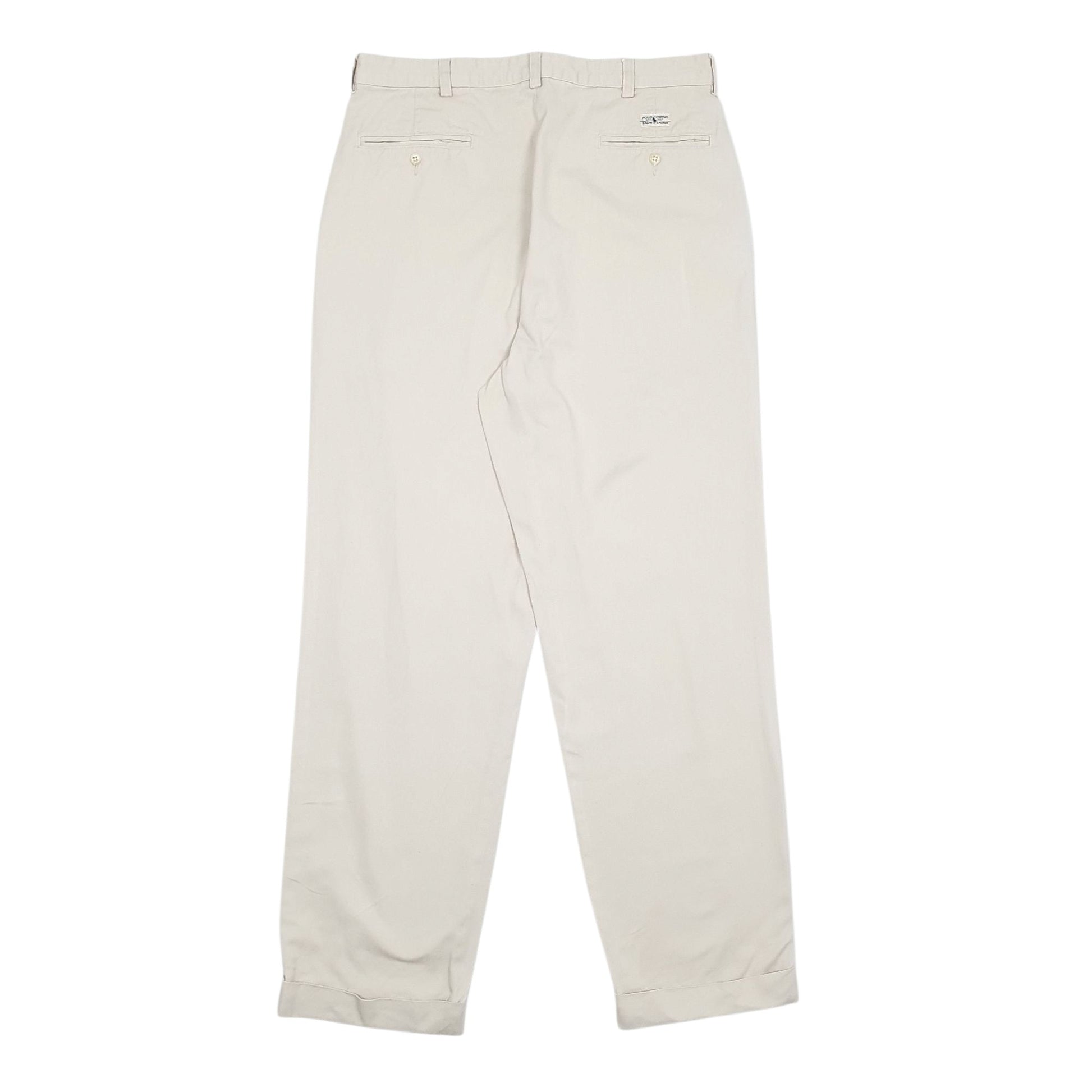 Mens Cream Polo Ralph Lauren Hammond Pant Pleated 90s  Trousers