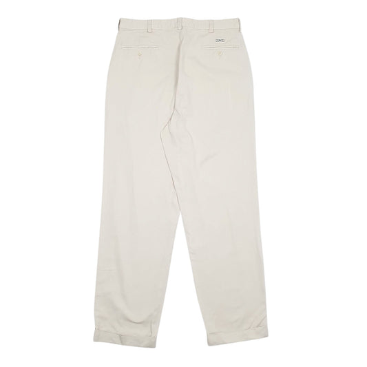 Mens Cream Polo Ralph Lauren Hammond Pant Pleated 90s  Trousers