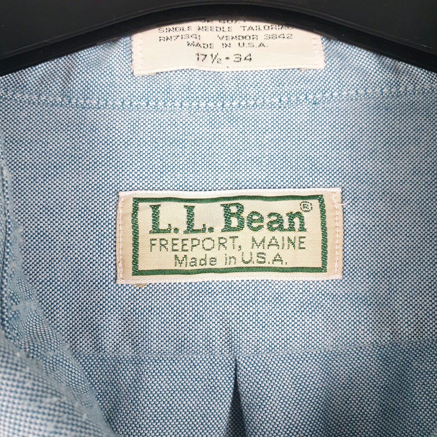 Mens Blue L.L.Bean Vintage 90s Made In USA  Shirt