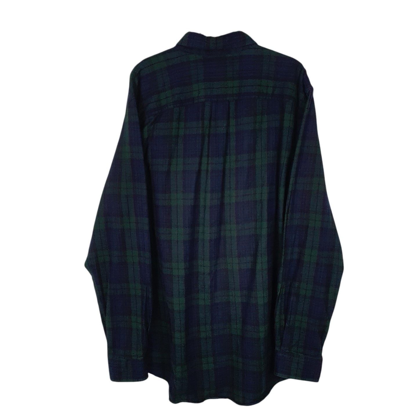 Mens Navy L.L.Bean Thick Flannel Plaid  Shirt