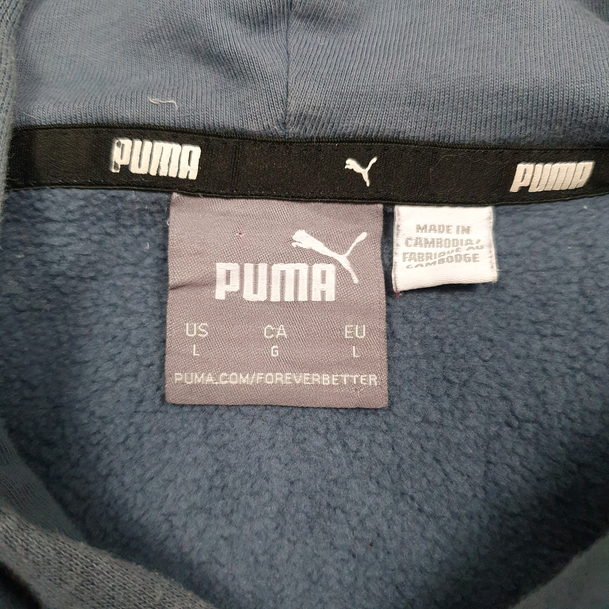 Mens Blue Puma Spellout Hoodie Jumper