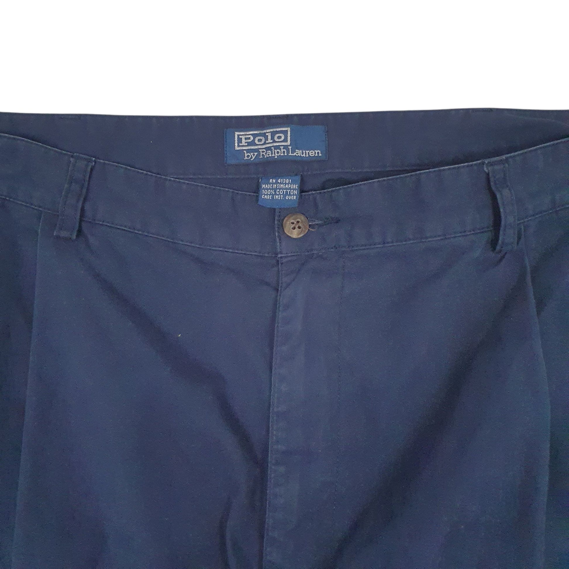 Mens Navy Polo Ralph Lauren Hammond Pant Pleated 90s  Trousers