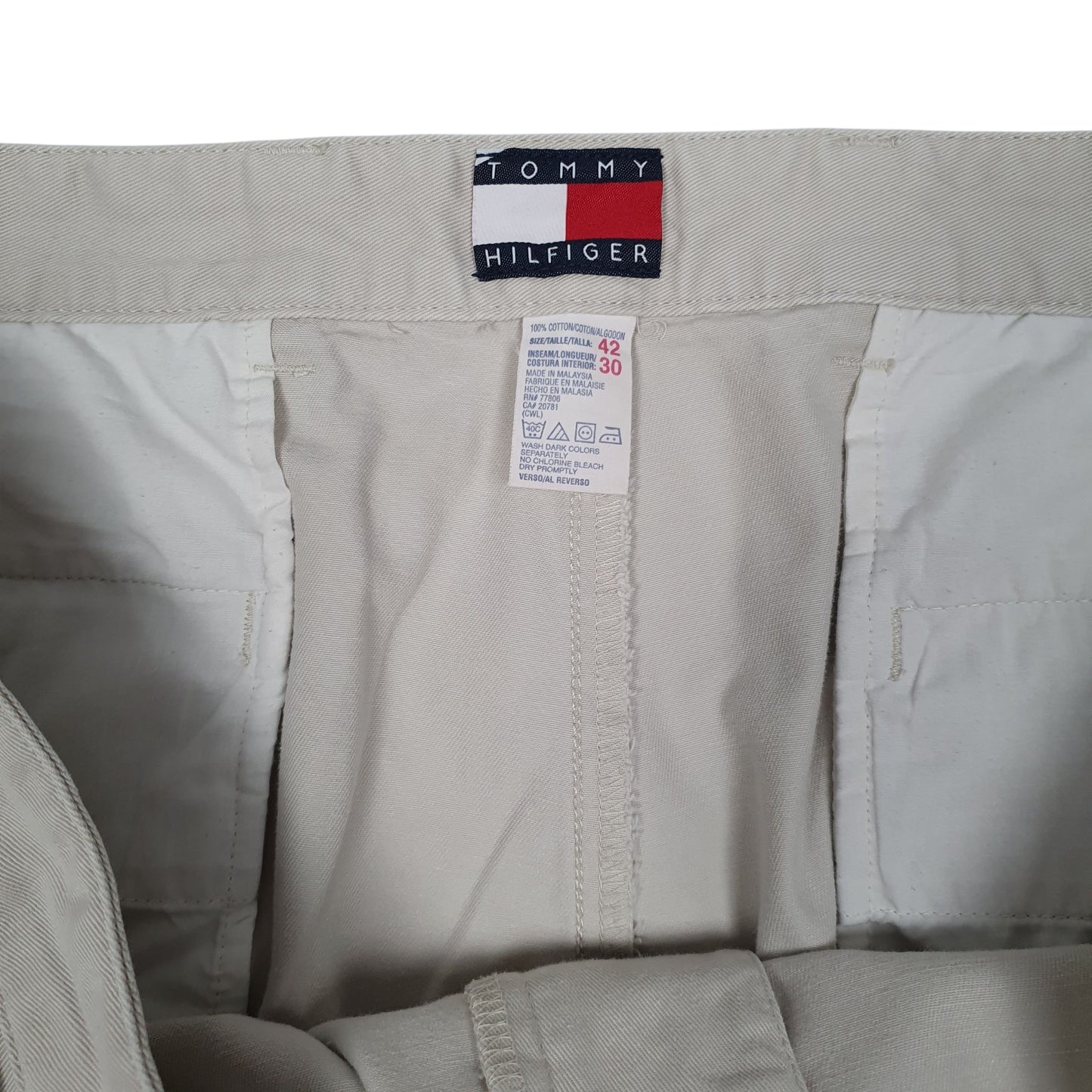 Mens Cream Tommy Hilfiger Vintage 2000s Double Pleated Hoodie Trousers