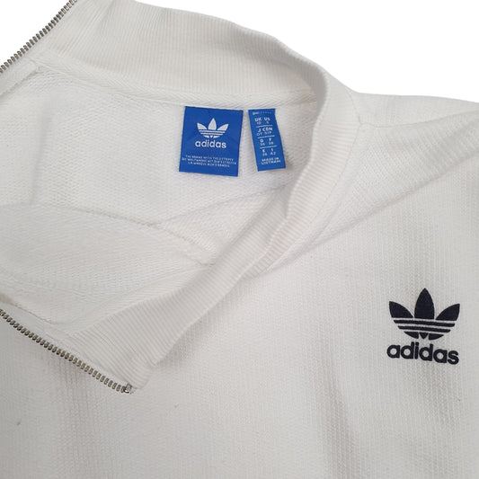 Mens White Adidas Cropped Crewneck Jumper