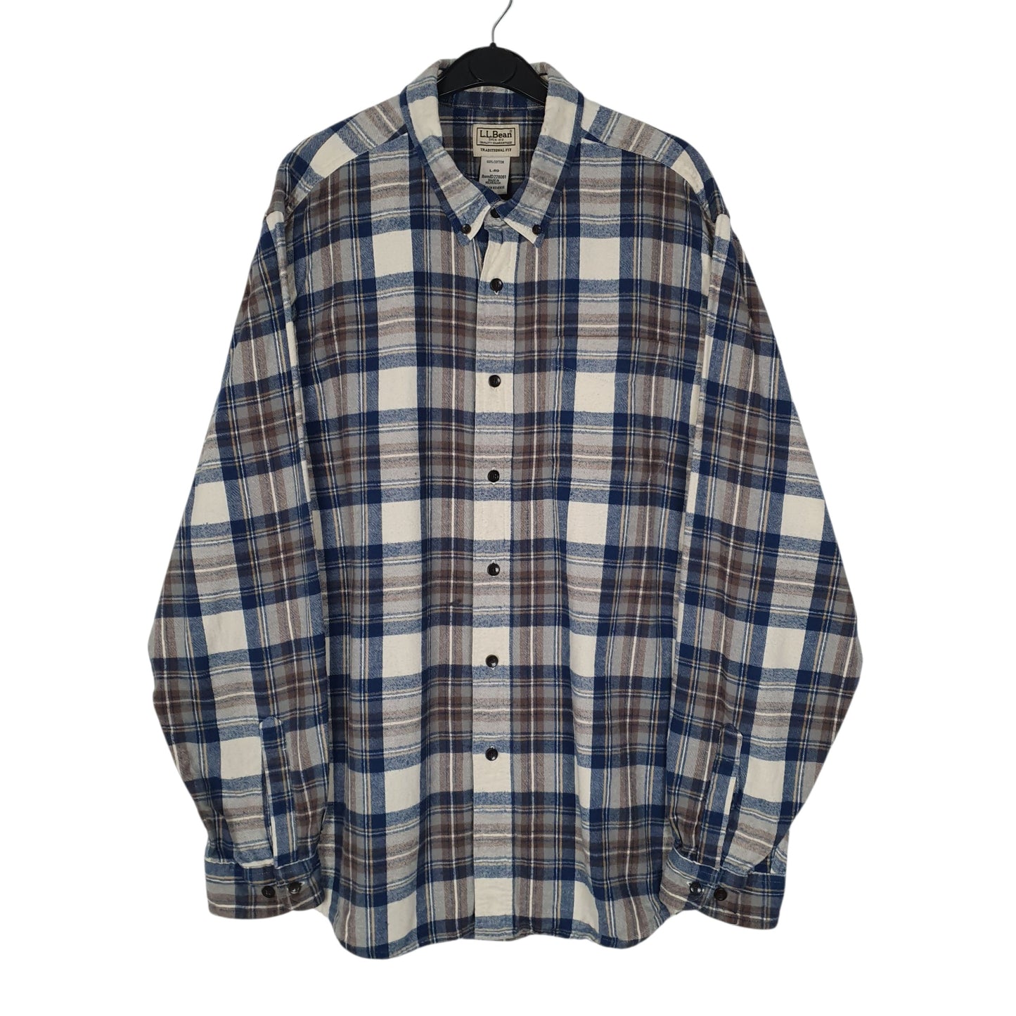 Mens Blue L.L.Bean Scotch Plaid Flannel Long Sleeve Shirt