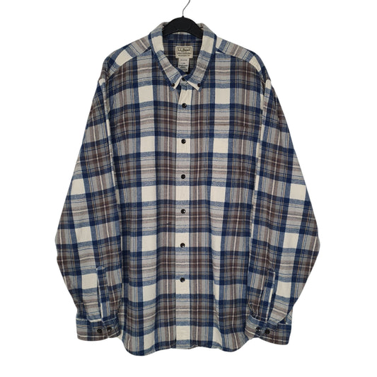 Mens Blue L.L.Bean Scotch Plaid Flannel Long Sleeve Shirt