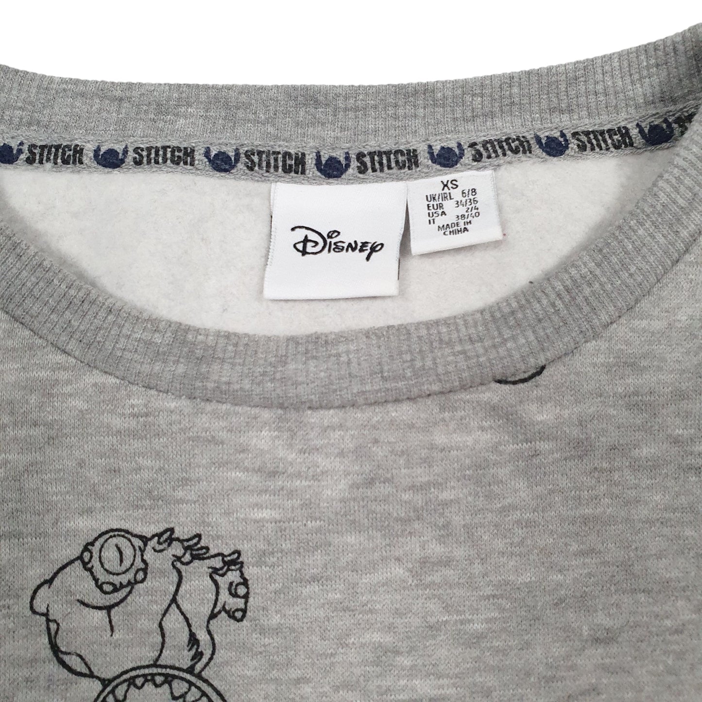 Mens Grey Disney Stitch Crewneck Jumper