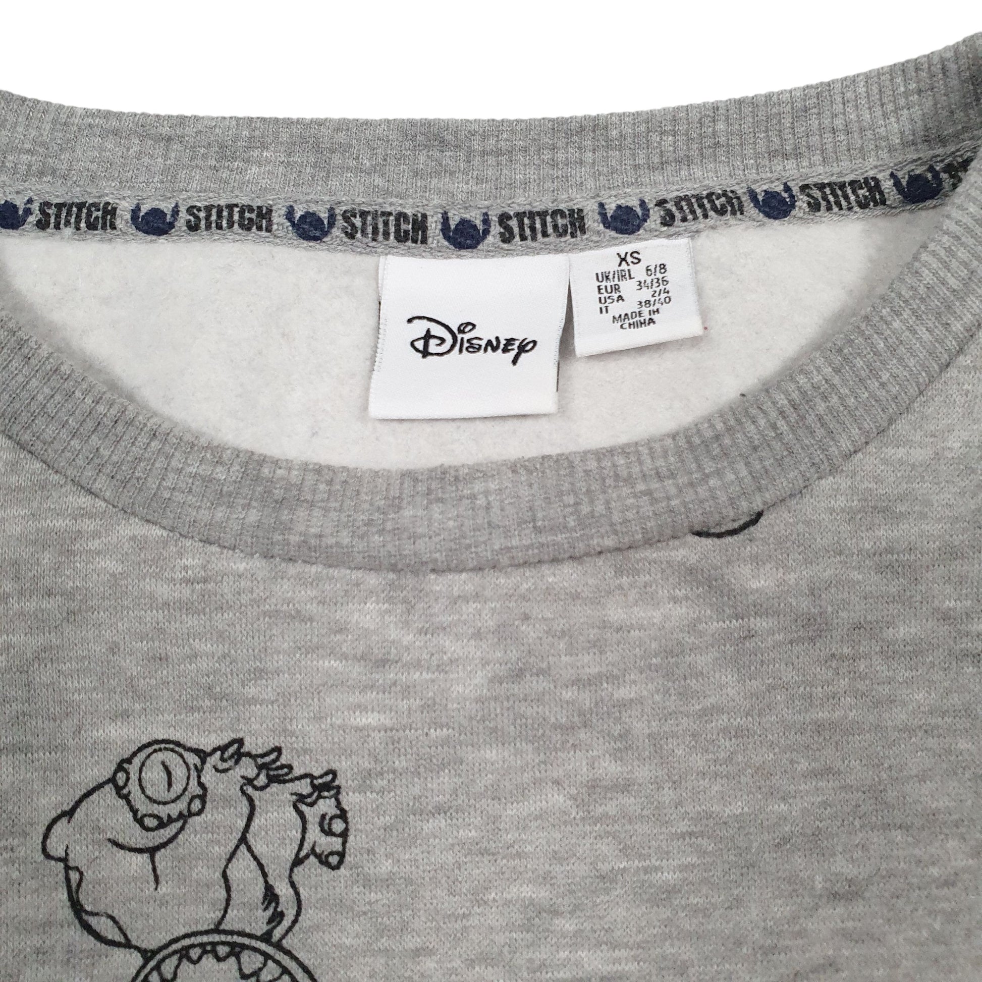 Mens Grey Disney Stitch Crewneck Jumper