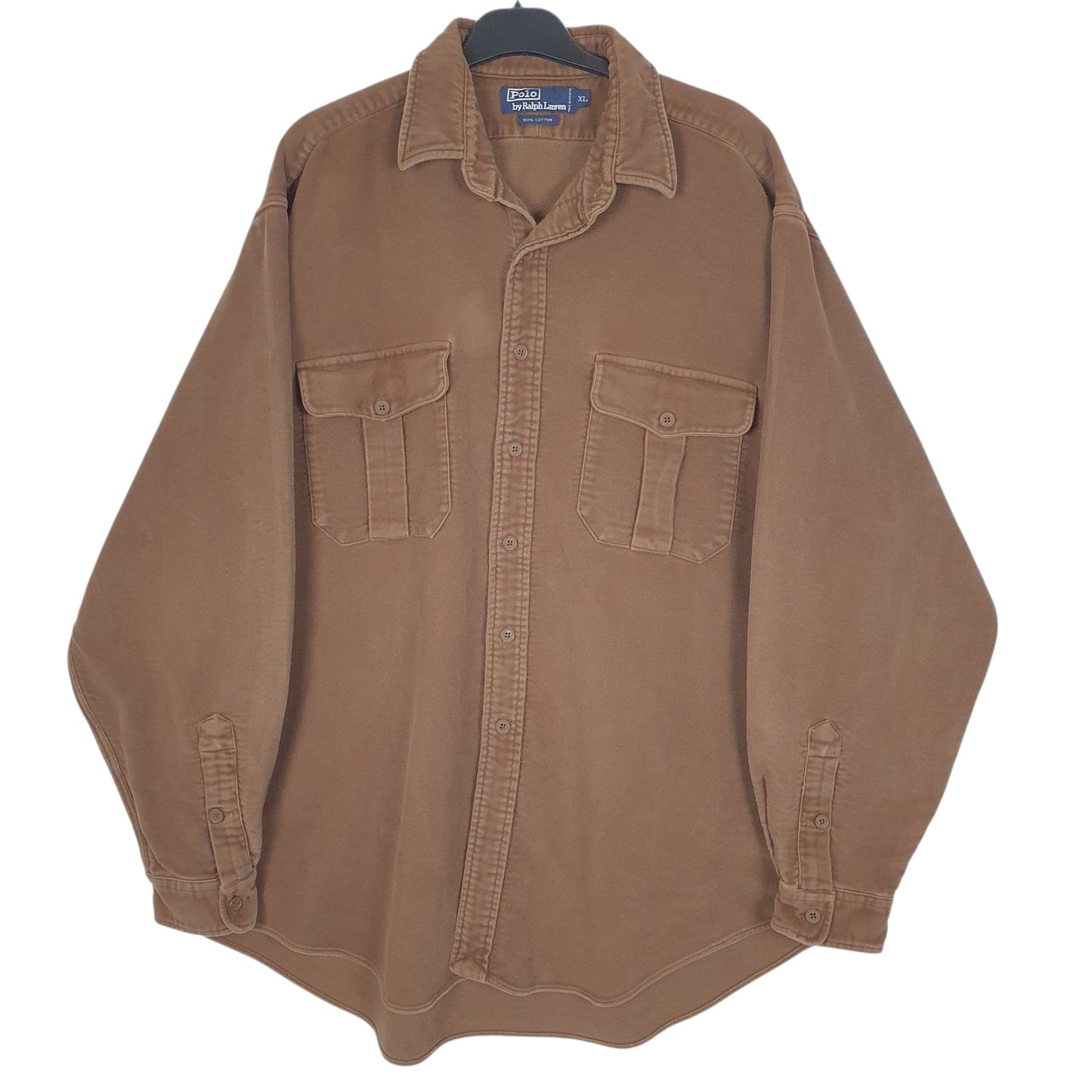 Mens Brown Polo Ralph Lauren Chamois Overshirt 90s Long Sleeve Shirt