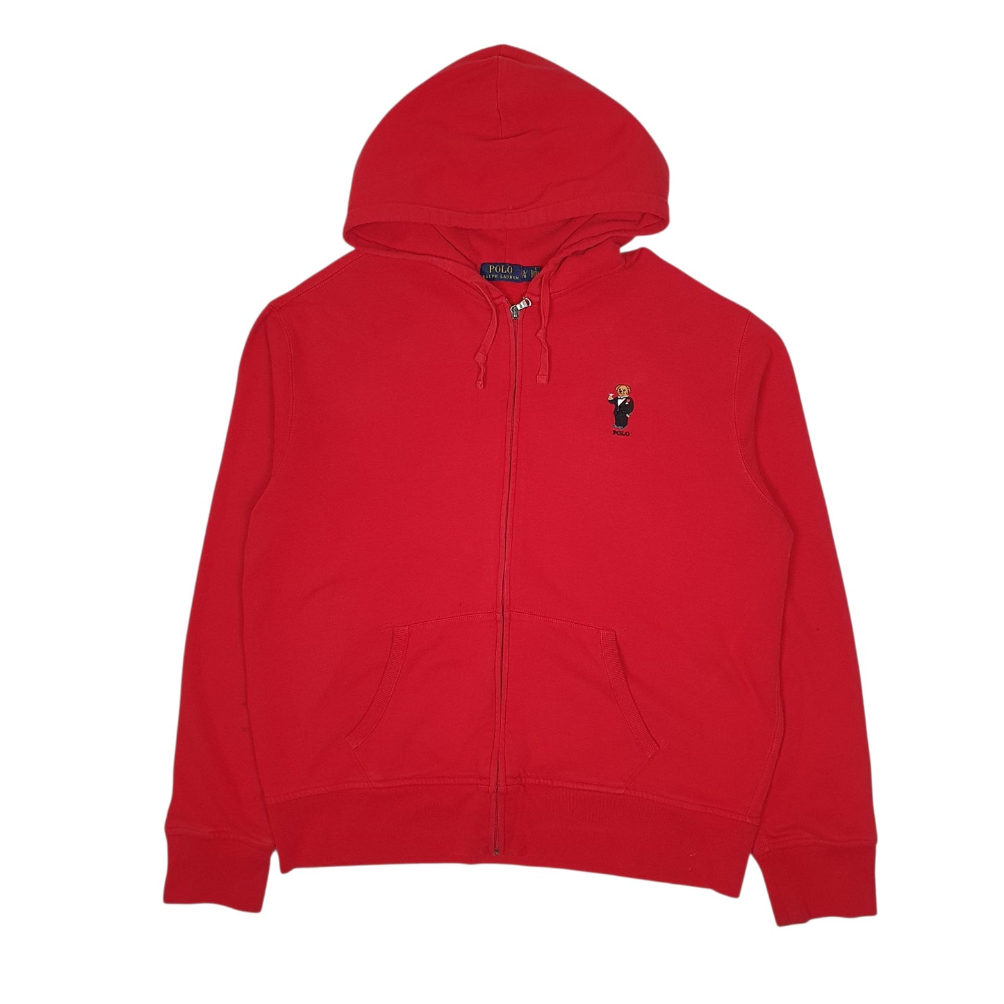 Mens Red Polo Ralph Lauren Polo Bear Hoodie Full Zip Jumper