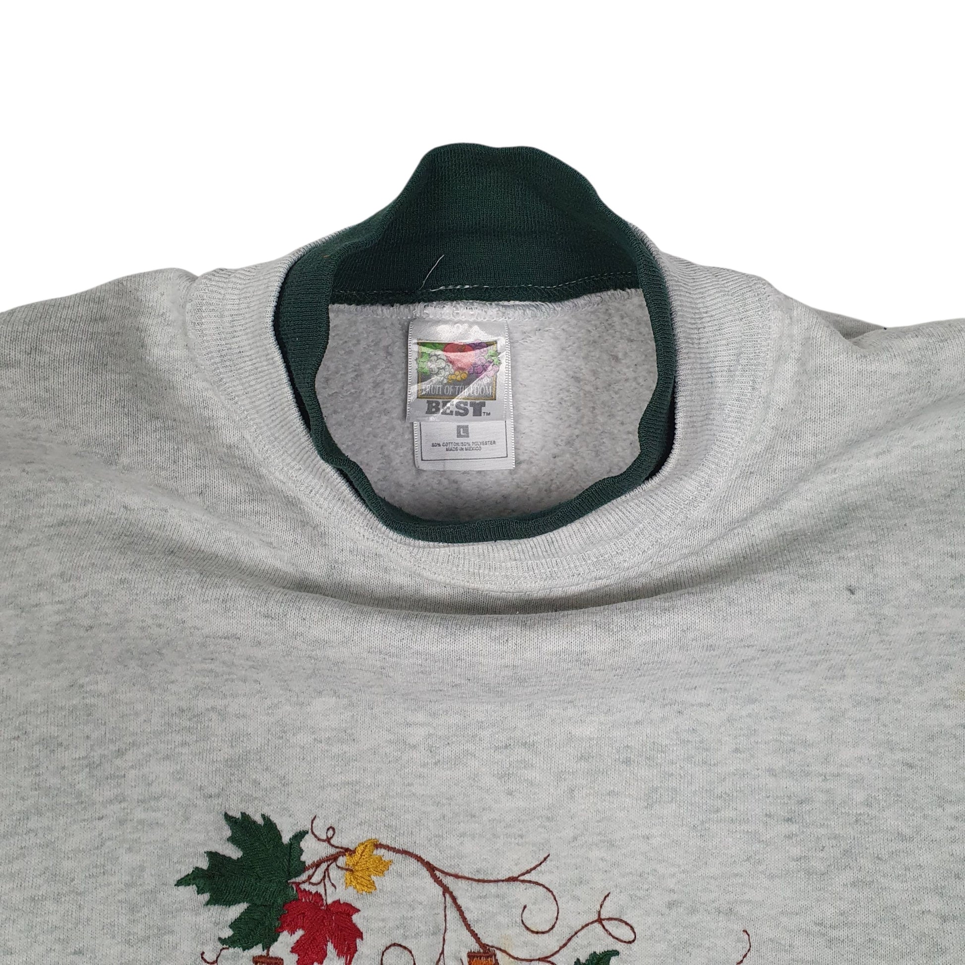Mens Grey Fruit Of The Loom Vintage 90s Crewneck Jumper