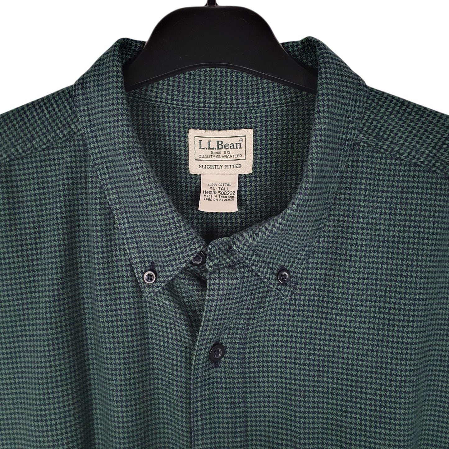 Mens Green L.L.Bean Tall Houndstooth  Shirt