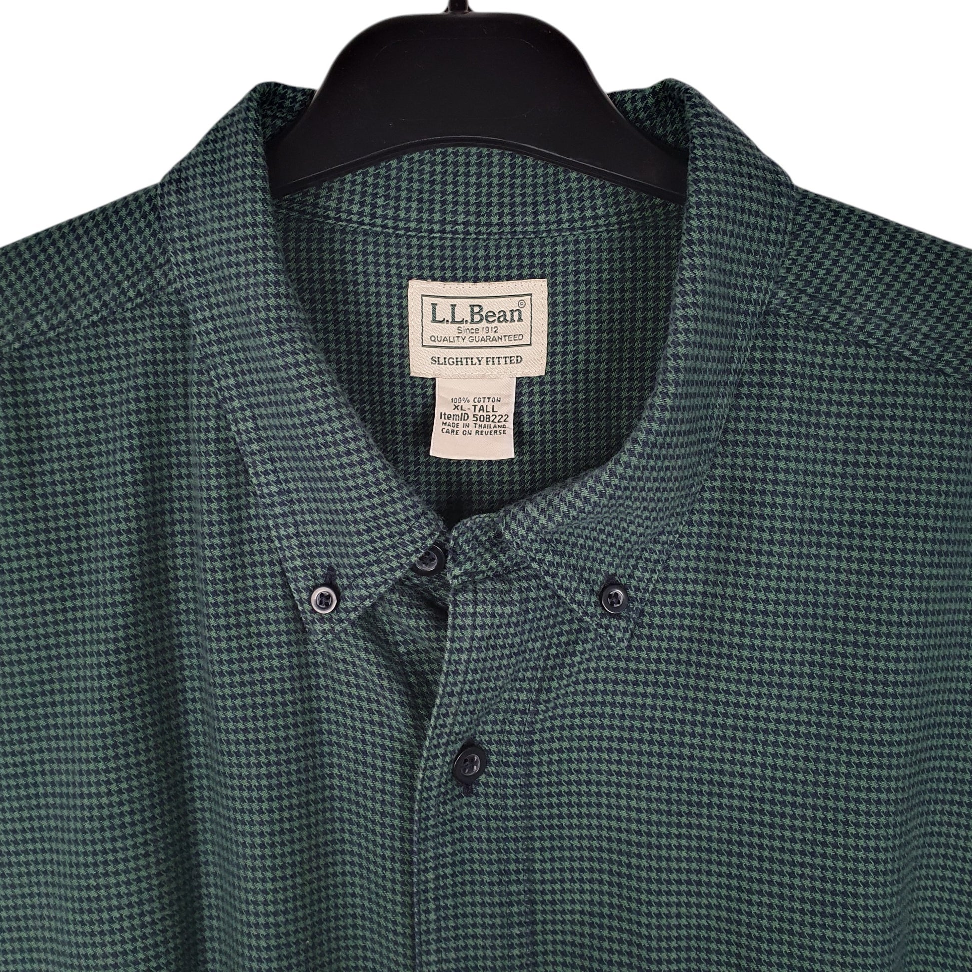 Mens Green L.L.Bean Tall Houndstooth  Shirt