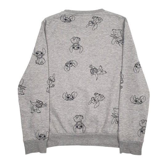 Mens Grey Disney Stitch Crewneck Jumper