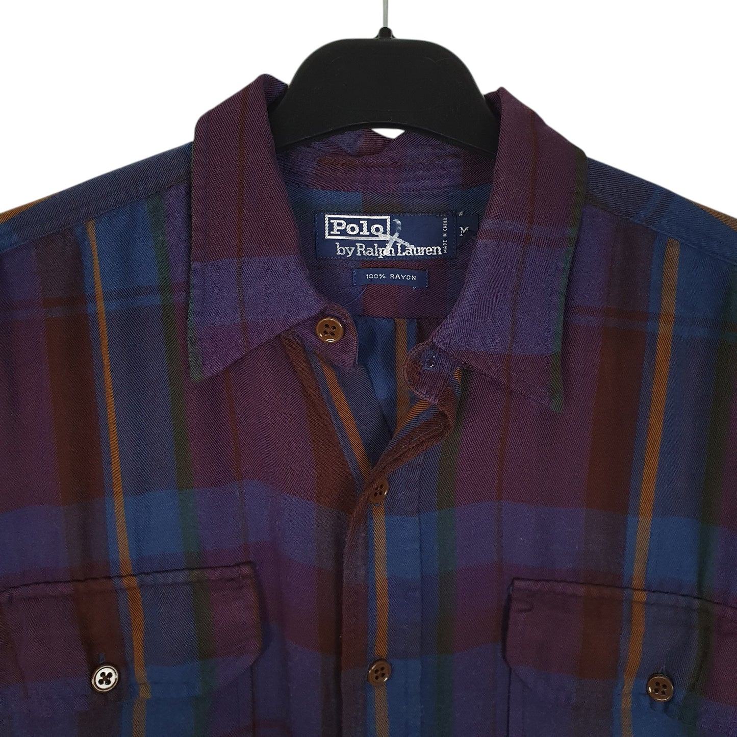 Mens Purple Polo Ralph Lauren Vintage 90s Plaid  Shirt