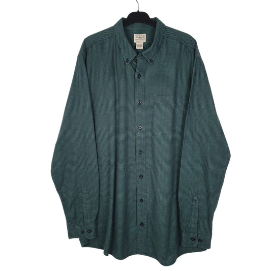 Mens Green L.L.Bean Tall Houndstooth Long Sleeve Shirt