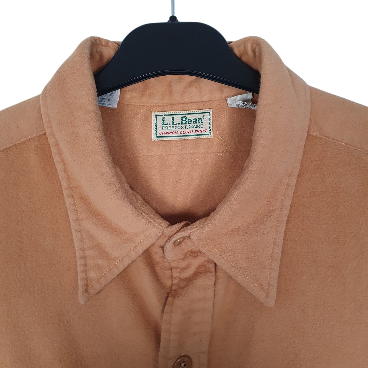 Mens Orange L.L.Bean Vintage 90s Made In USA Thick Chamois  Shirt