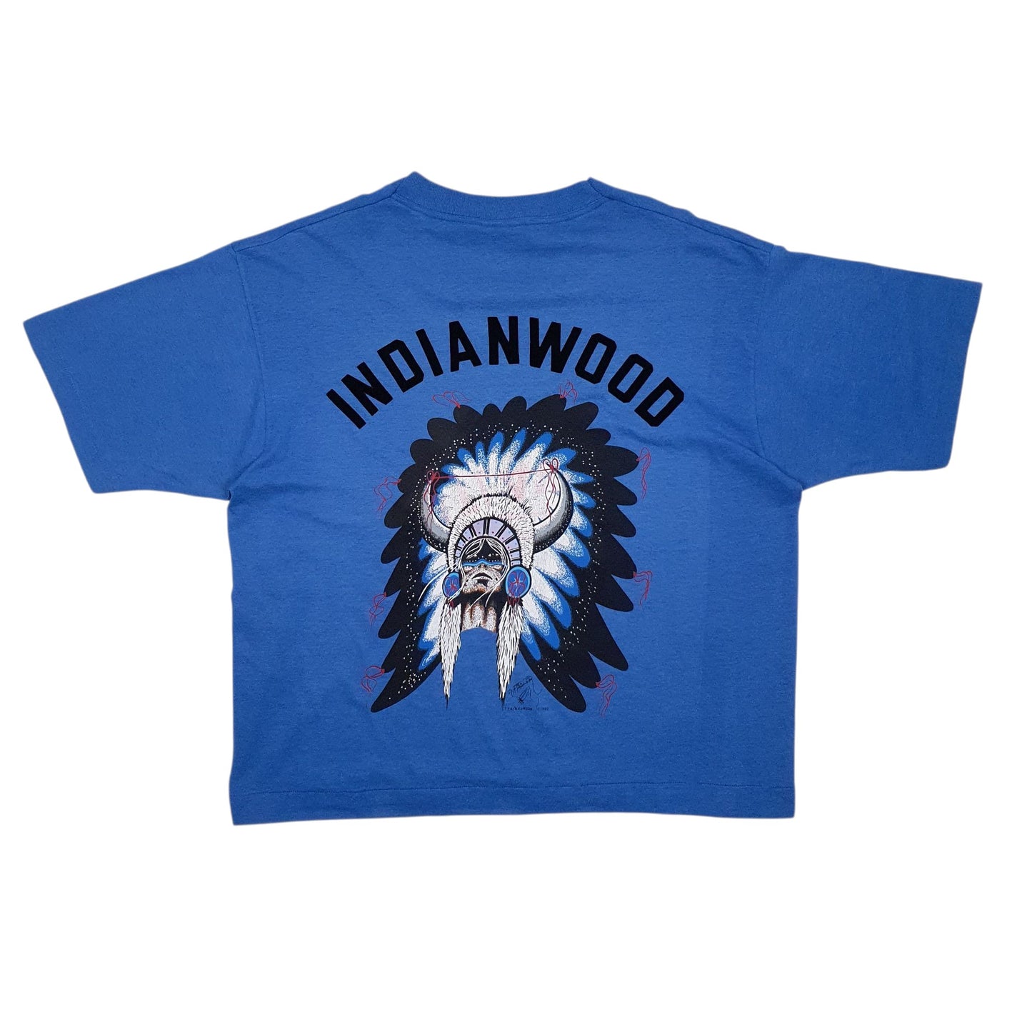 Womens Blue Screen Stars Single Stitch Vintage 90s  T Shirt