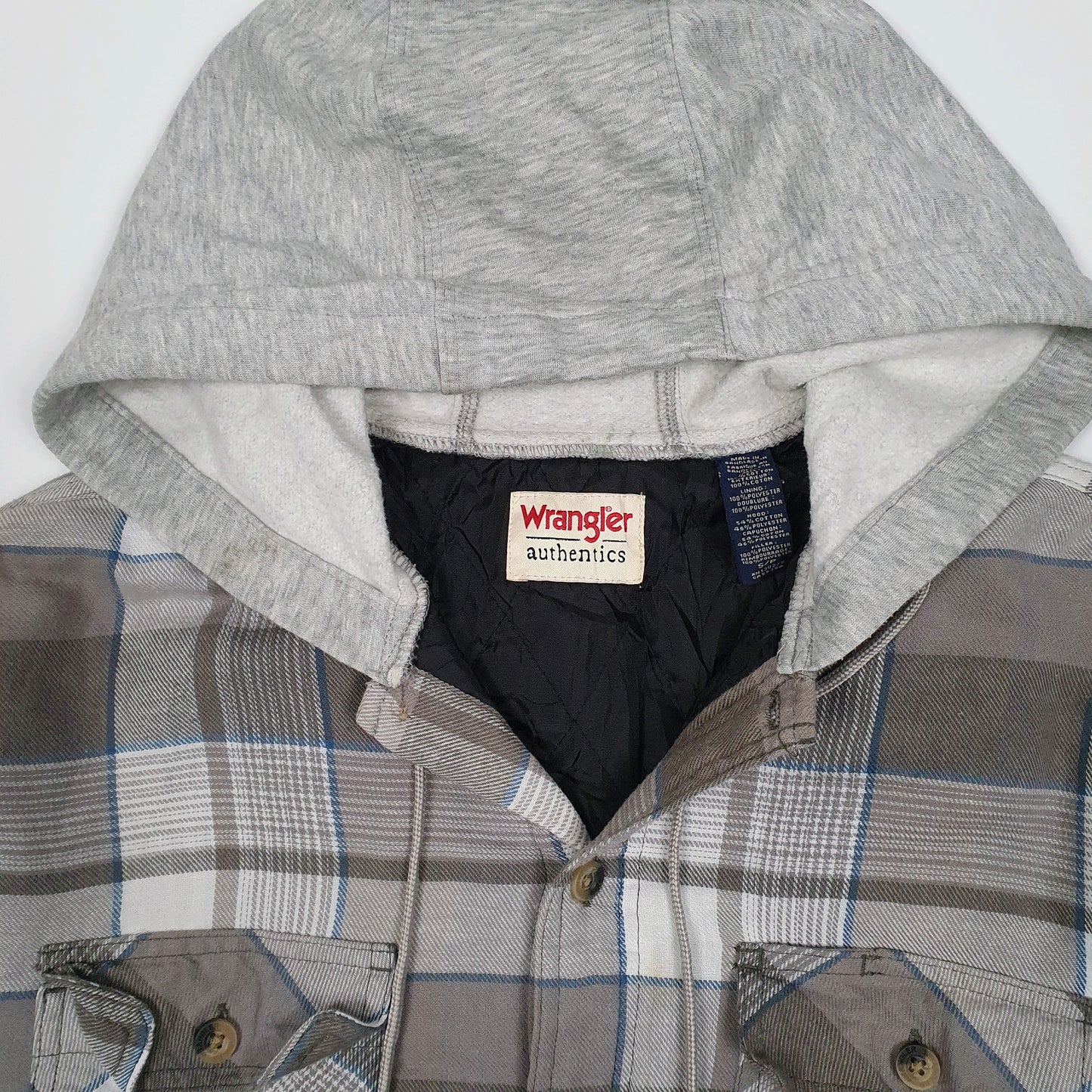 Mens Grey Wrangler Shacket Chore Hoodie  Coat