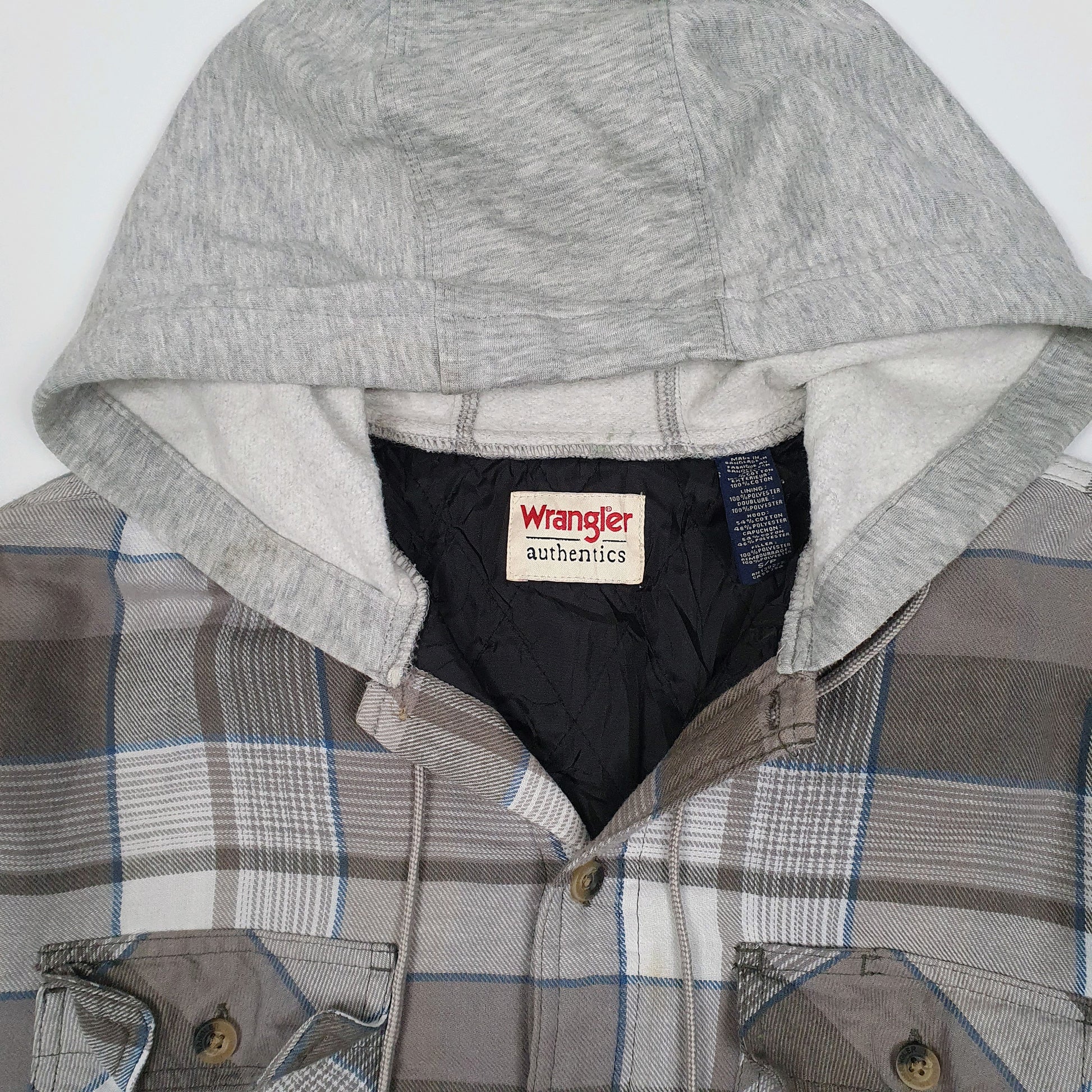 Mens Grey Wrangler Shacket Chore Hoodie  Coat