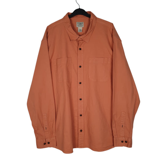 Mens Orange L.L.Bean Canvas Stretch Long Sleeve Shirt