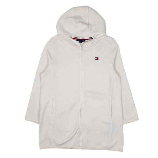 Womens White Tommy Hilfiger Hoodie Trench Longline Full Zip Jumper