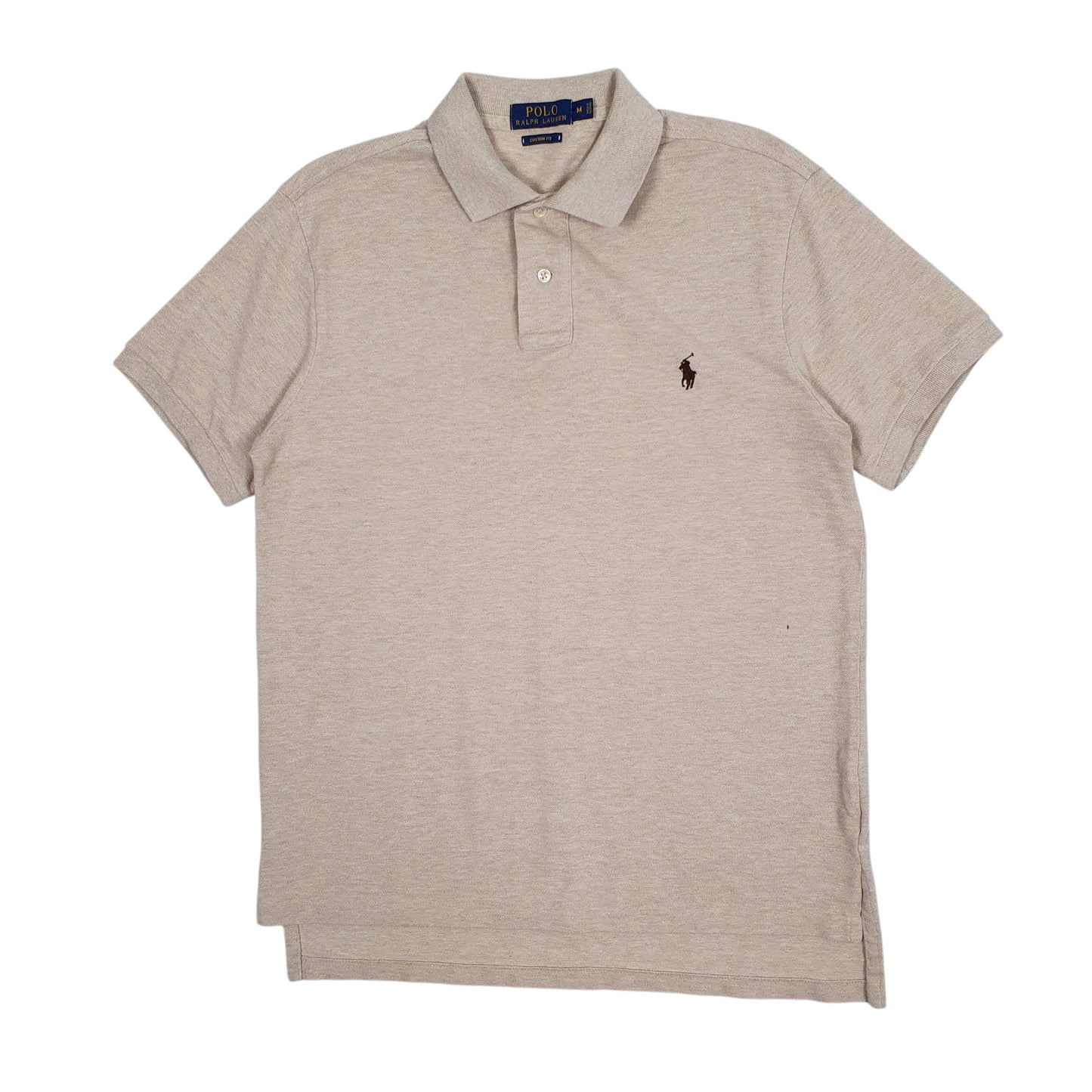 Mens Beige Polo Ralph Lauren Custom Fit Short Sleeve Polo Shirt